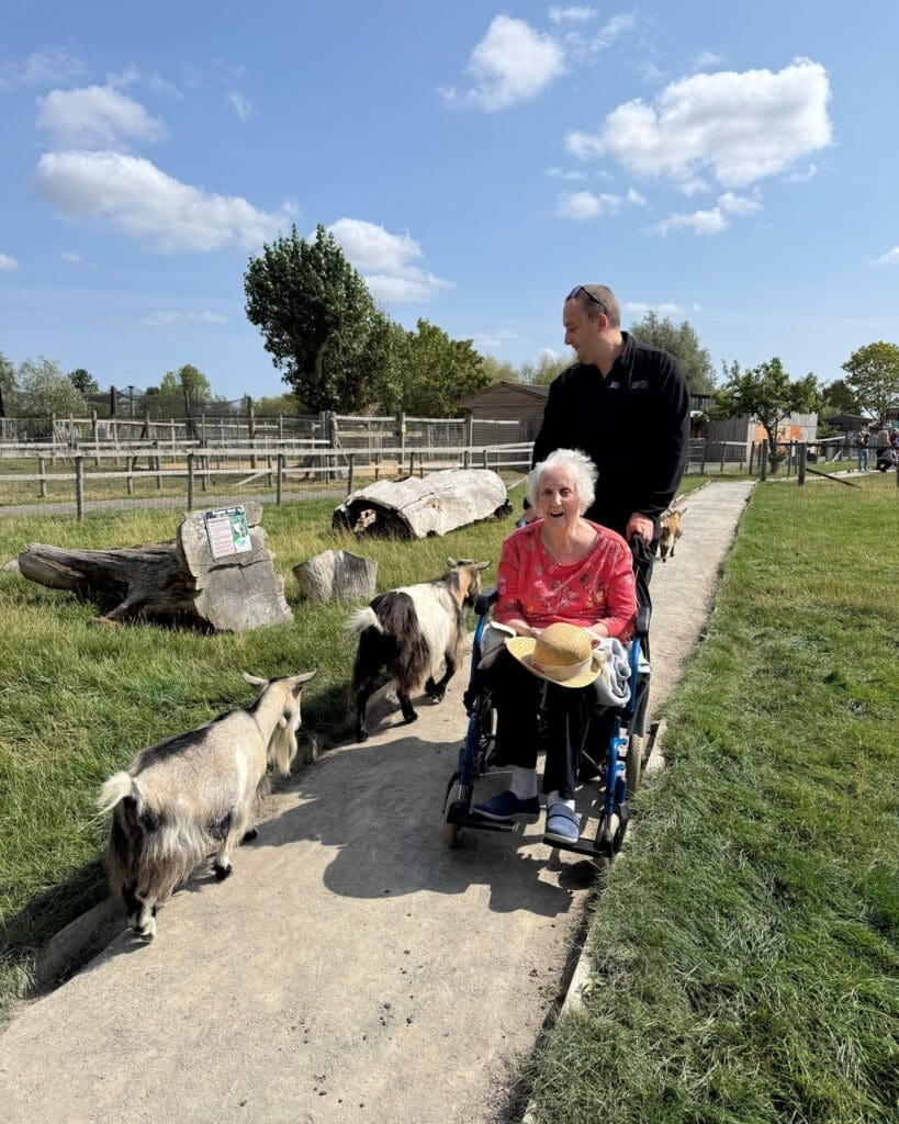 One of our Cotswold Gate residents enjoying the animals at All Things Wild.